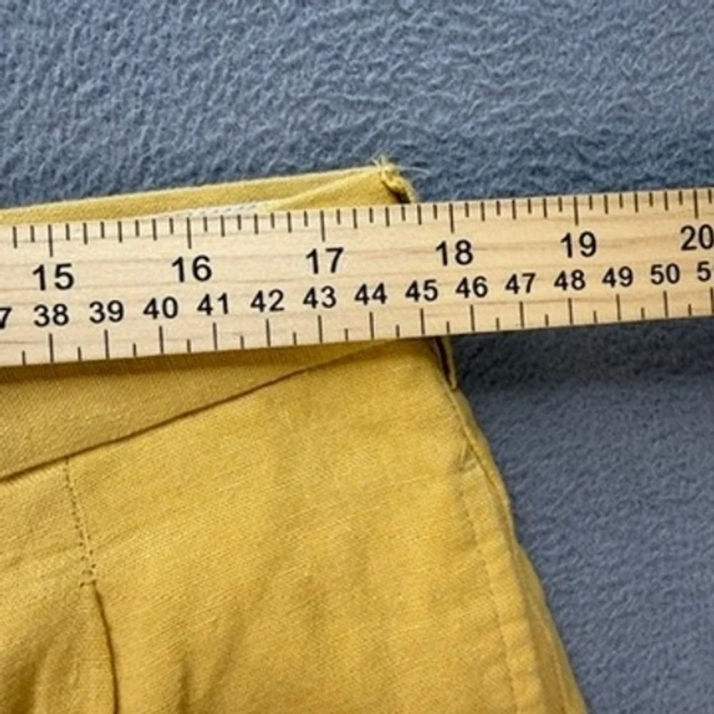 Trust Linen Blend Pleated Dress Pants Relaxed 36x30 (FIT 35x28) Yellow Trousers
